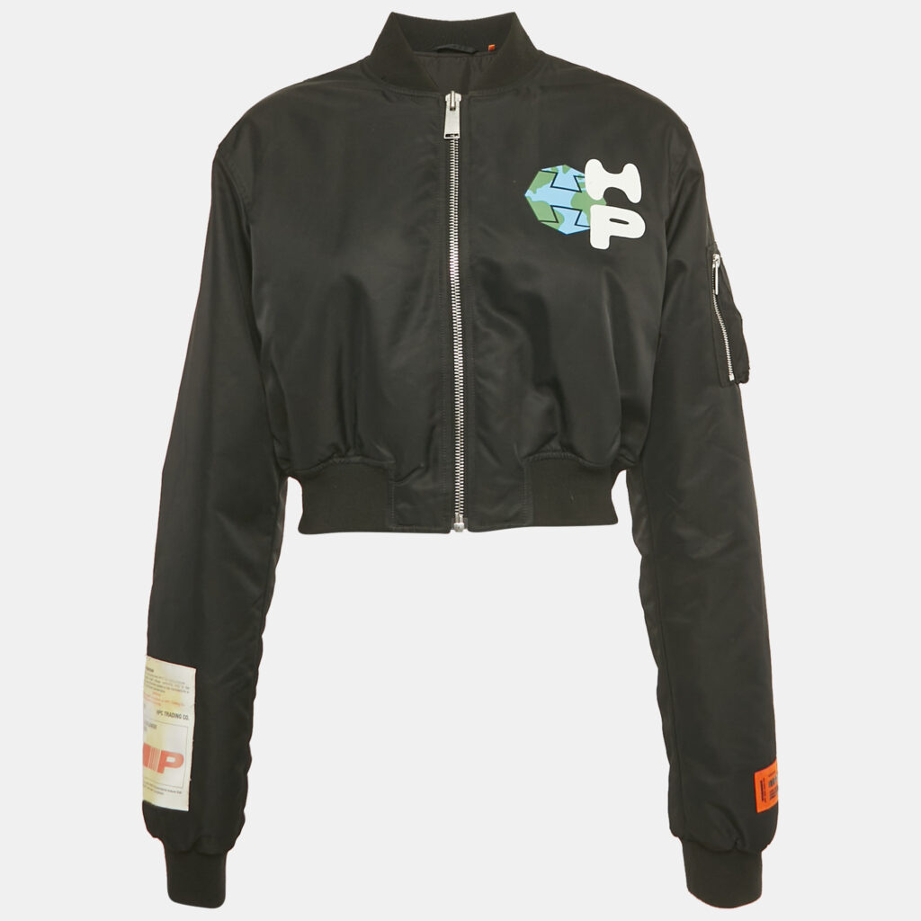 luxury-women-heron-preston-used-clothes-p1244822-005-1.jpg Heron Preston Black Patch Work Nylon Padded Crop Jacket S