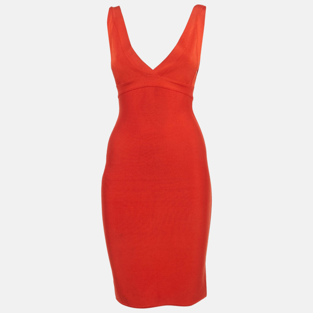 Herve L Leroux Red Bandage Knit Bodycon Dress S