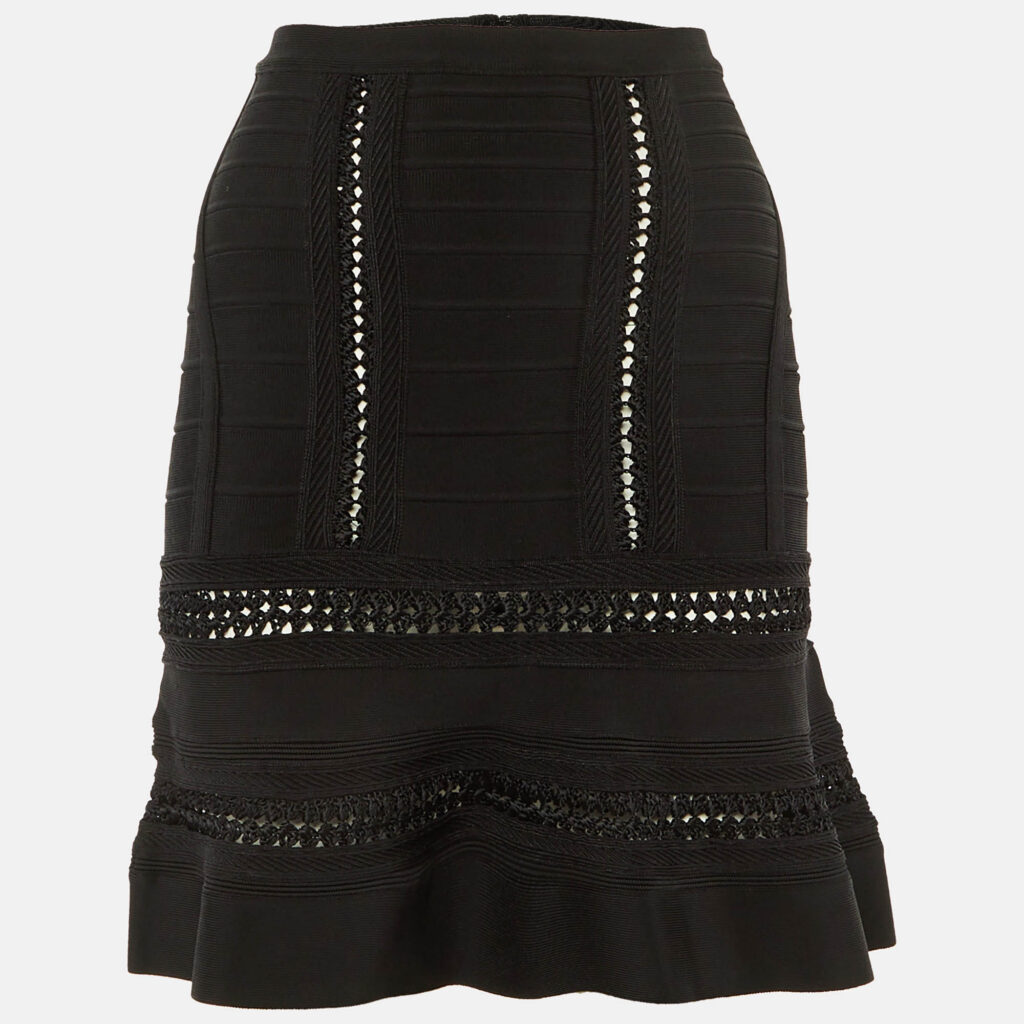 Herve Leger Black Knit Taliyah Mini Skirt XXS Herve Leger Black Knit Taliyah Mini Skirt XXS