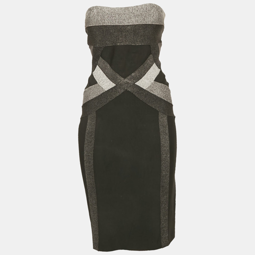 Herve Leger Black Knit Strapless Bodycon Dress M Herve Leger Black Knit Strapless Bodycon Dress M