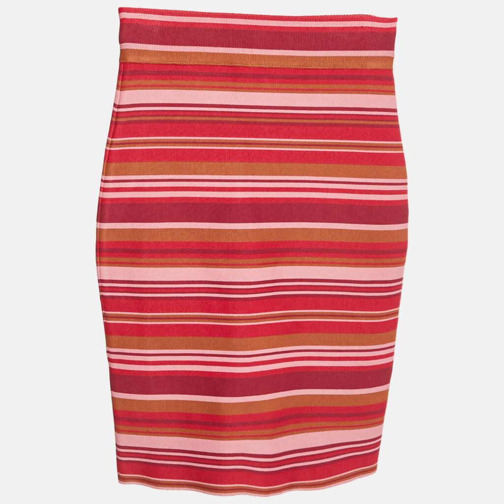 Herve Leger Pink Striped Jersey -Knit High Waisted Mini Skirt XXS Herve Leger Pink Striped Jersey -Knit High Waisted Mini Skirt XXS