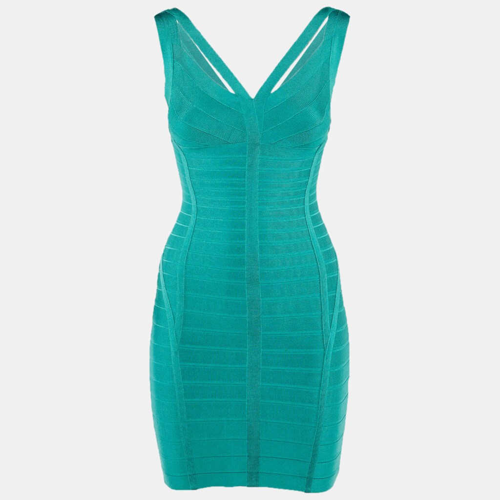 Herve Leger Turquoise Jersey Bandage Mini Dress XS Herve Leger Turquoise Jersey Bandage Mini Dress XS