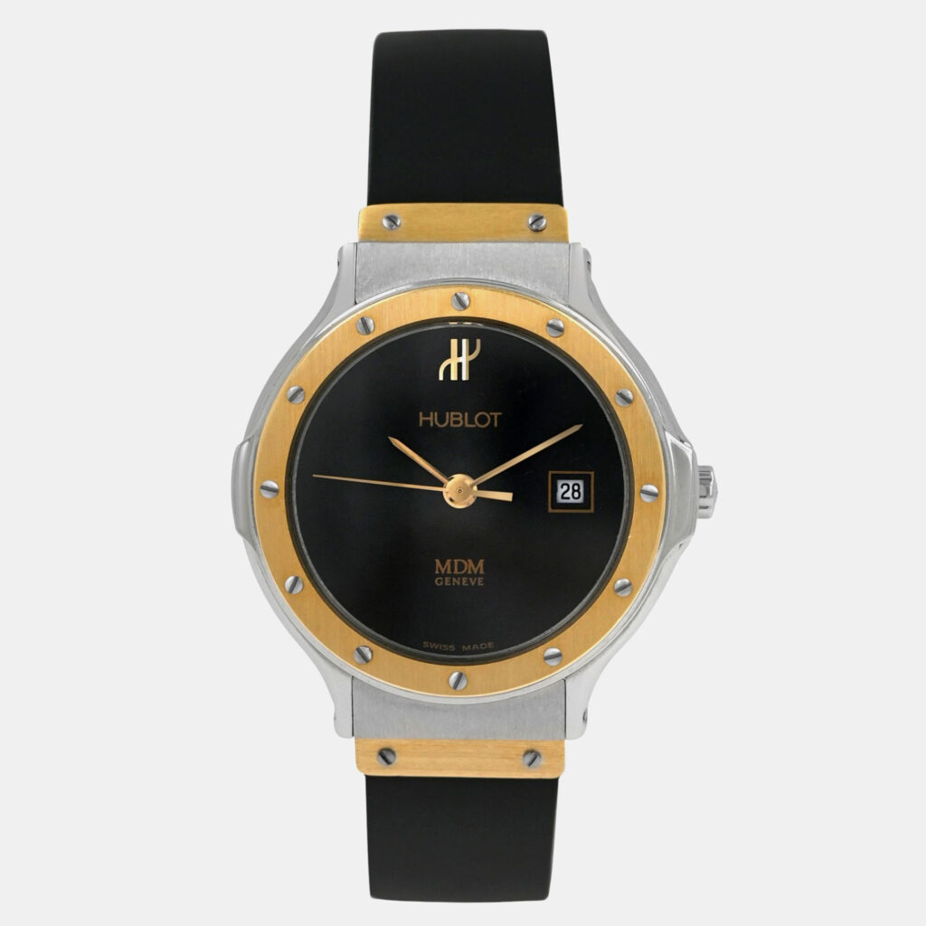 Hublot MDM Classic 1393.2 Quartz Black 18k Yellow Gold Stainless Steel Women's Wristwatch 28 mm Hublot MDM Classic 1393.2 Quartz Black 18k Yellow Gold Stainless Steel Women's Wristwatch 28 mm