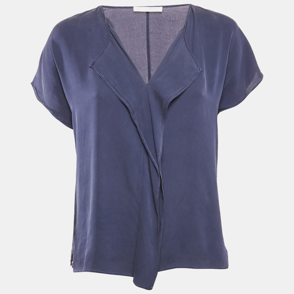 Hugo Boss Blue Silk Loose Fit Top S Hugo Boss Blue Silk Loose Fit Top S