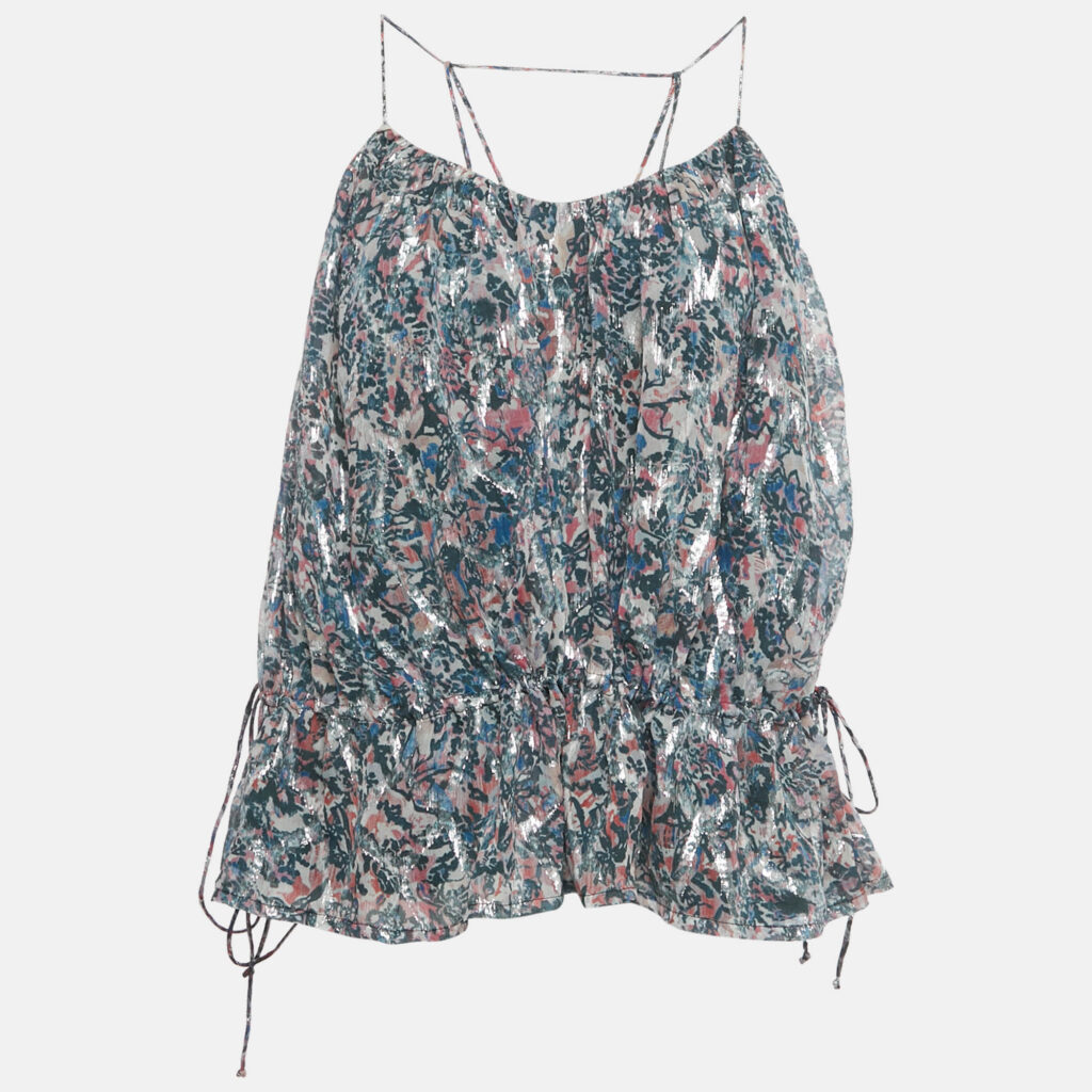 IRO Multicolor Printed Fil Coupe Silk Lurex Top S IRO Multicolor Printed Fil Coupe Silk Lurex Top S