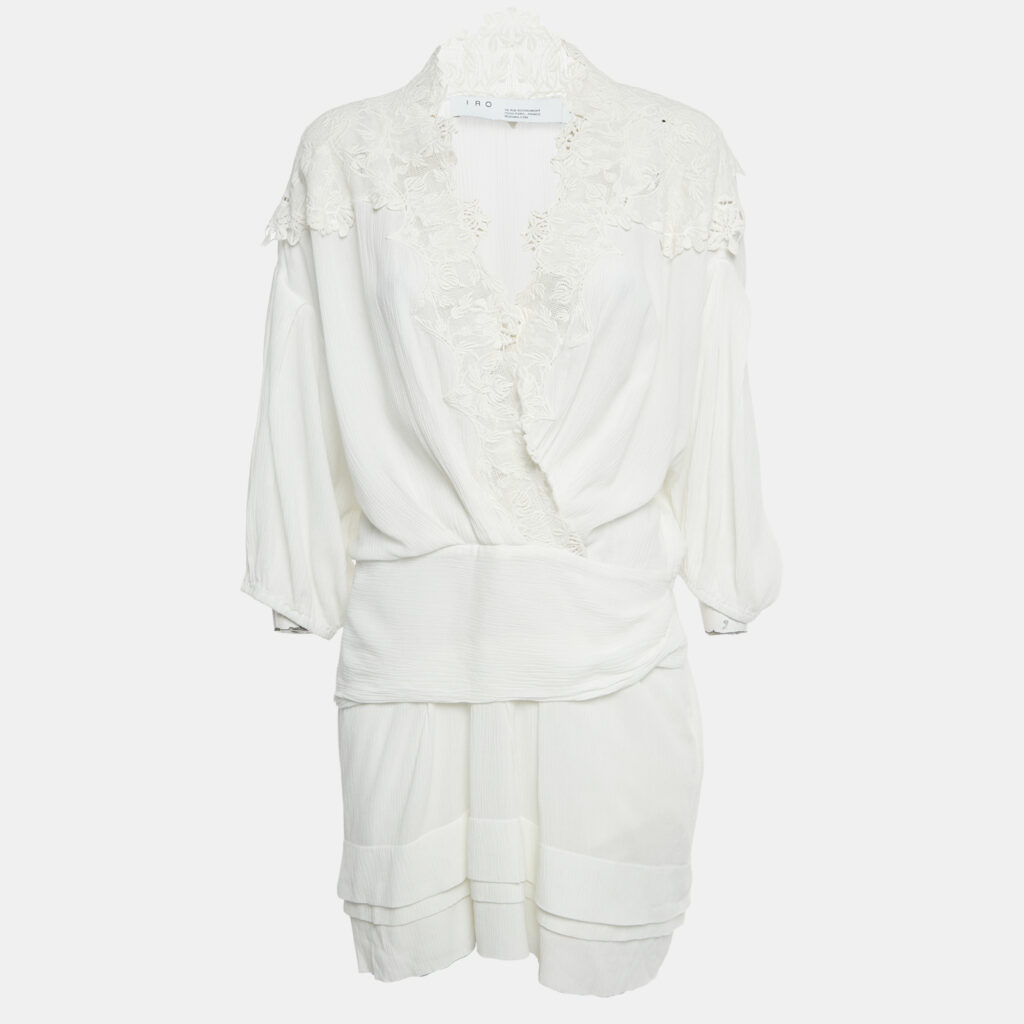 IRO White Lace Trim Cotton Mini Dress L