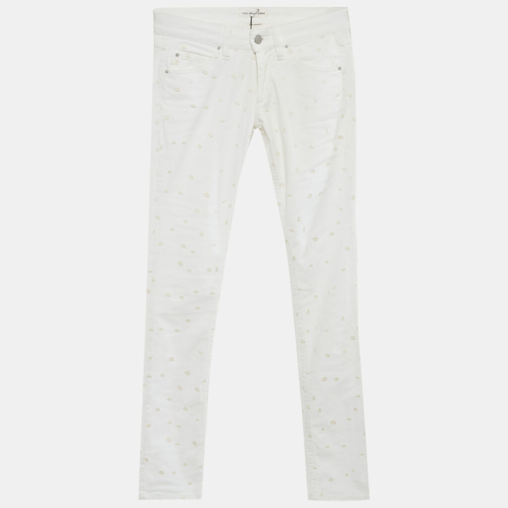 Isabel Marant Étoile White Embroidered Denim Rumba Jeans S Waist 27" Isabel Marant Étoile White Embroidered Denim Rumba Jeans S Waist 27"