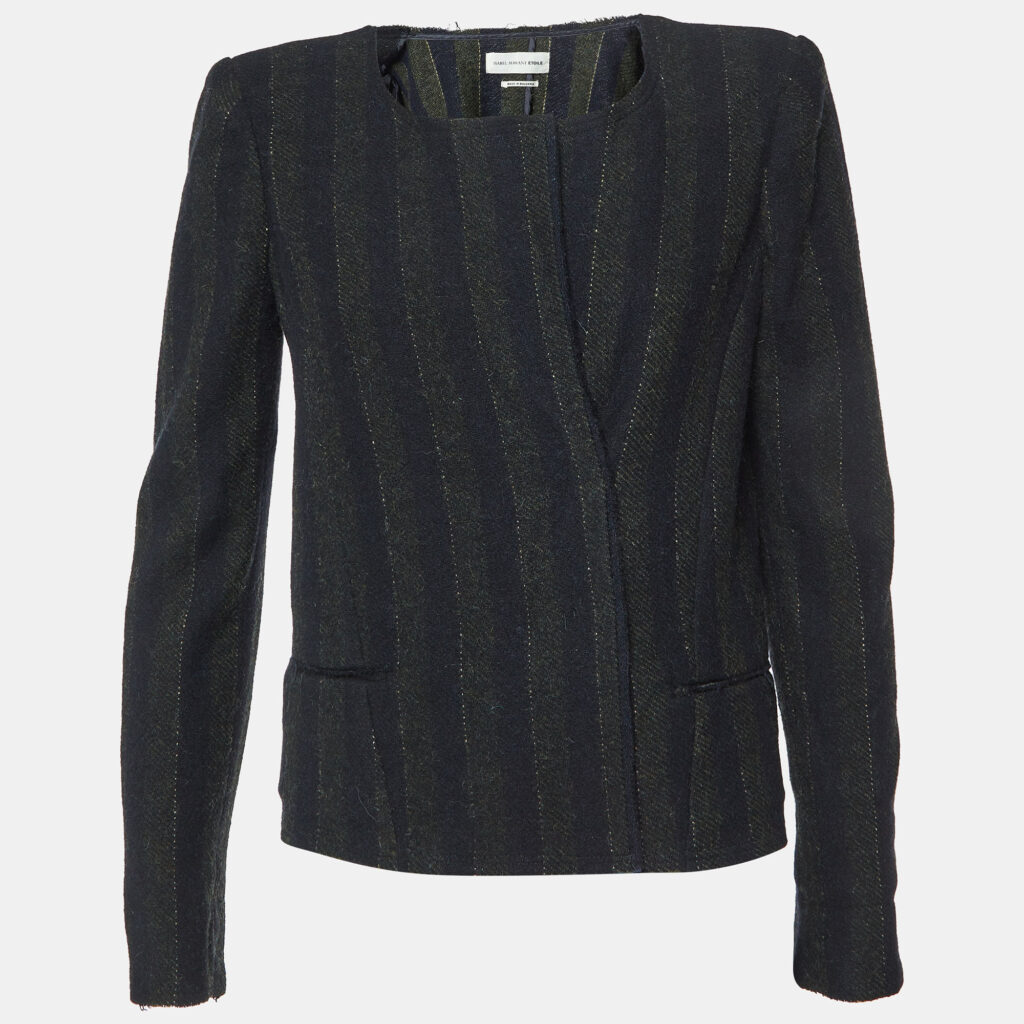 Isabel Marant Etoile Black Stripe Wool Blend Jacket S Isabel Marant Etoile Black Stripe Wool Blend Jacket S