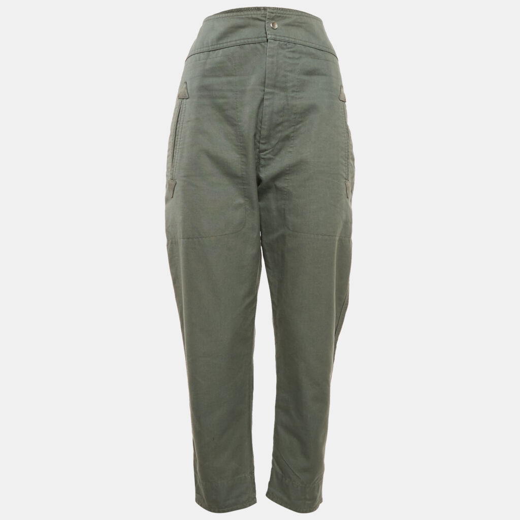 Isabel Marant Etoile Green Cotton Tapered Raluniae Trousers S Isabel Marant Etoile Green Cotton Tapered Raluniae Trousers S