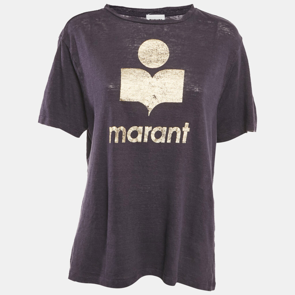 Isabel Marant Etoile Purple Logo Print Linen Knit Zewel T-Shirt M Isabel Marant Etoile Purple Logo Print Linen Knit Zewel T-Shirt M
