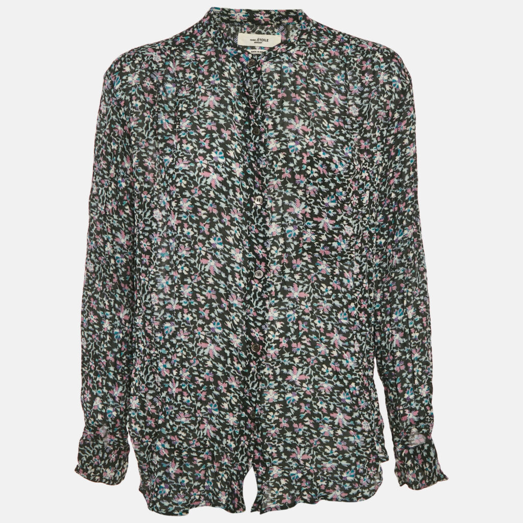 Isabel Marant Etoile Dark Green Printed Crepe Top XL Isabel Marant Etoile Dark Green Printed Crepe Top XL