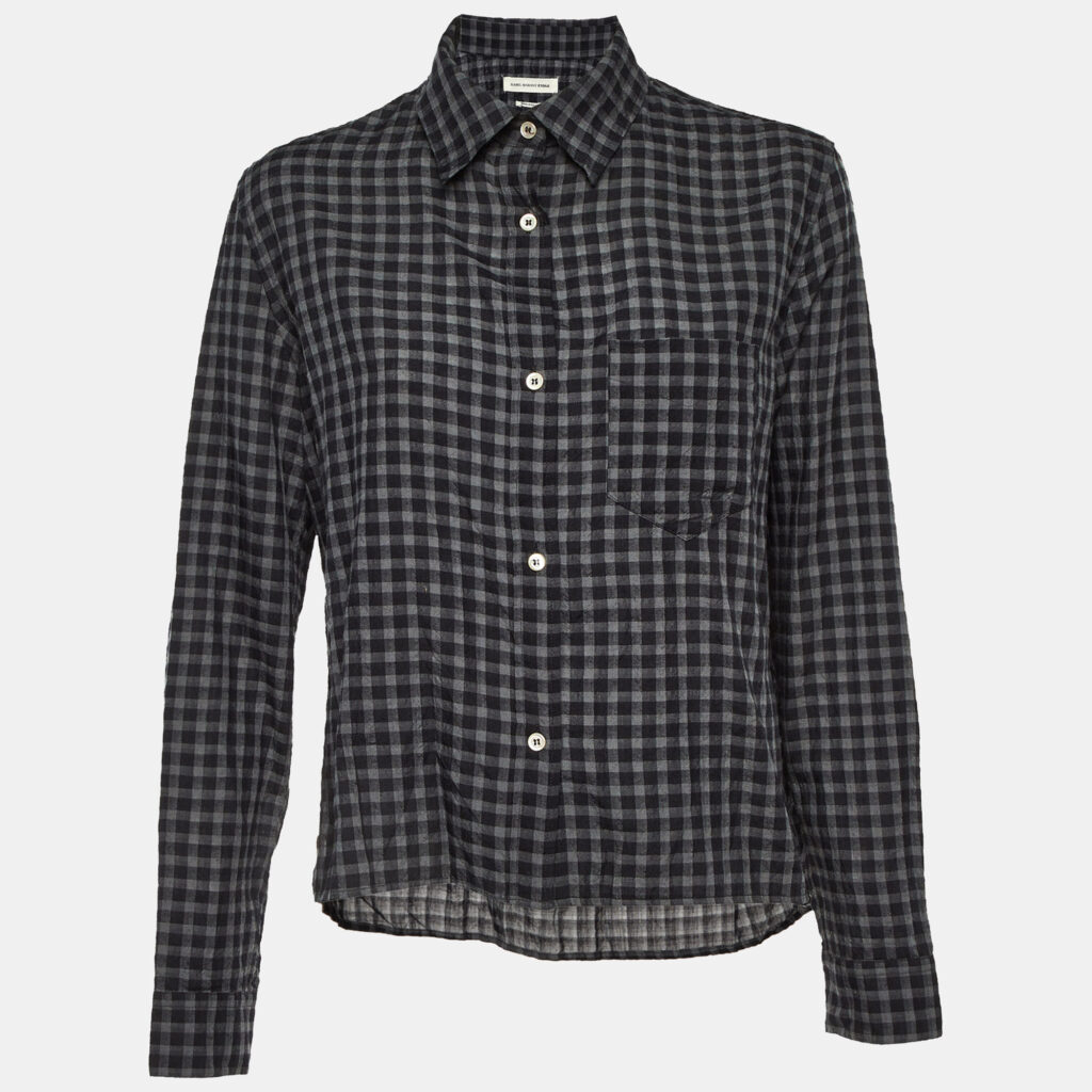 Isabel Marant Etoile Black Checkered Tencel Oversized Button Front Shirt M