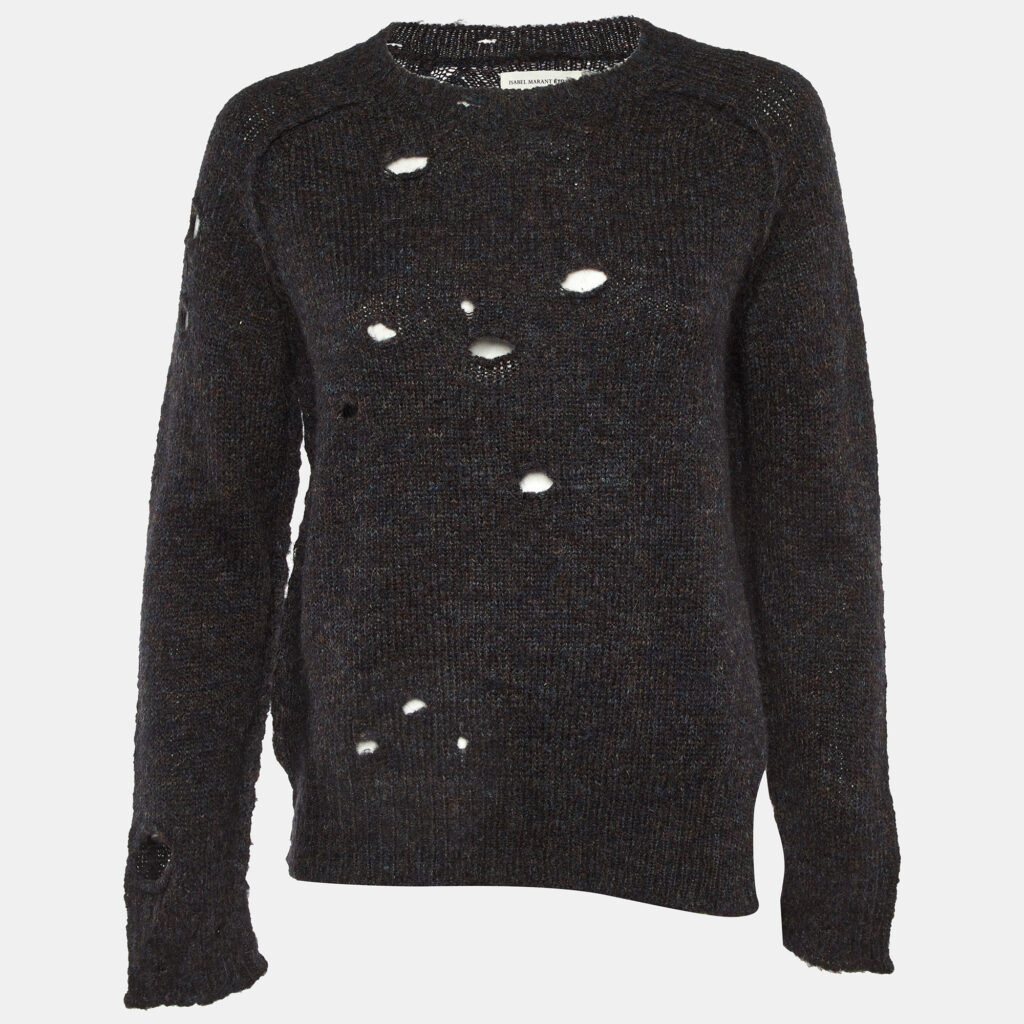 Isabel Marant Etoile Dark Blue Mohair & Wool Distressed Sweater M Isabel Marant Etoile Dark Blue Mohair & Wool Distressed Sweater M