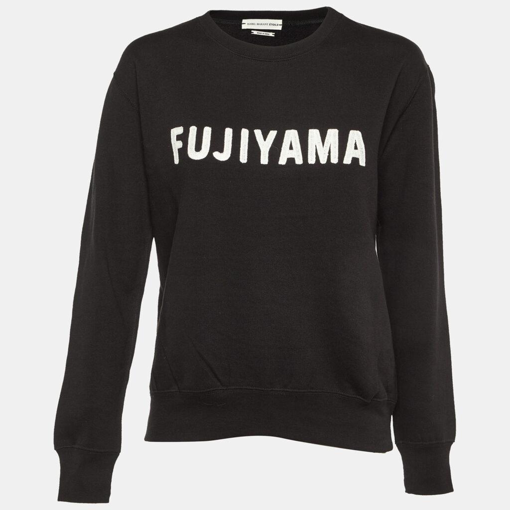 Isabel Marant Etoile Black Cotton Fleece Fujiyama Embroidered Sweatshirt M Isabel Marant Etoile Black Cotton Fleece Fujiyama Embroidered Sweatshirt M