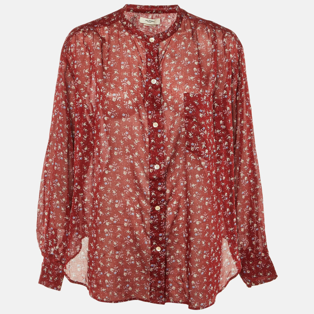Isabel Marant Etoile Red Floral Printed Cotton Shirt M Isabel Marant Etoile Red Floral Printed Cotton Shirt M