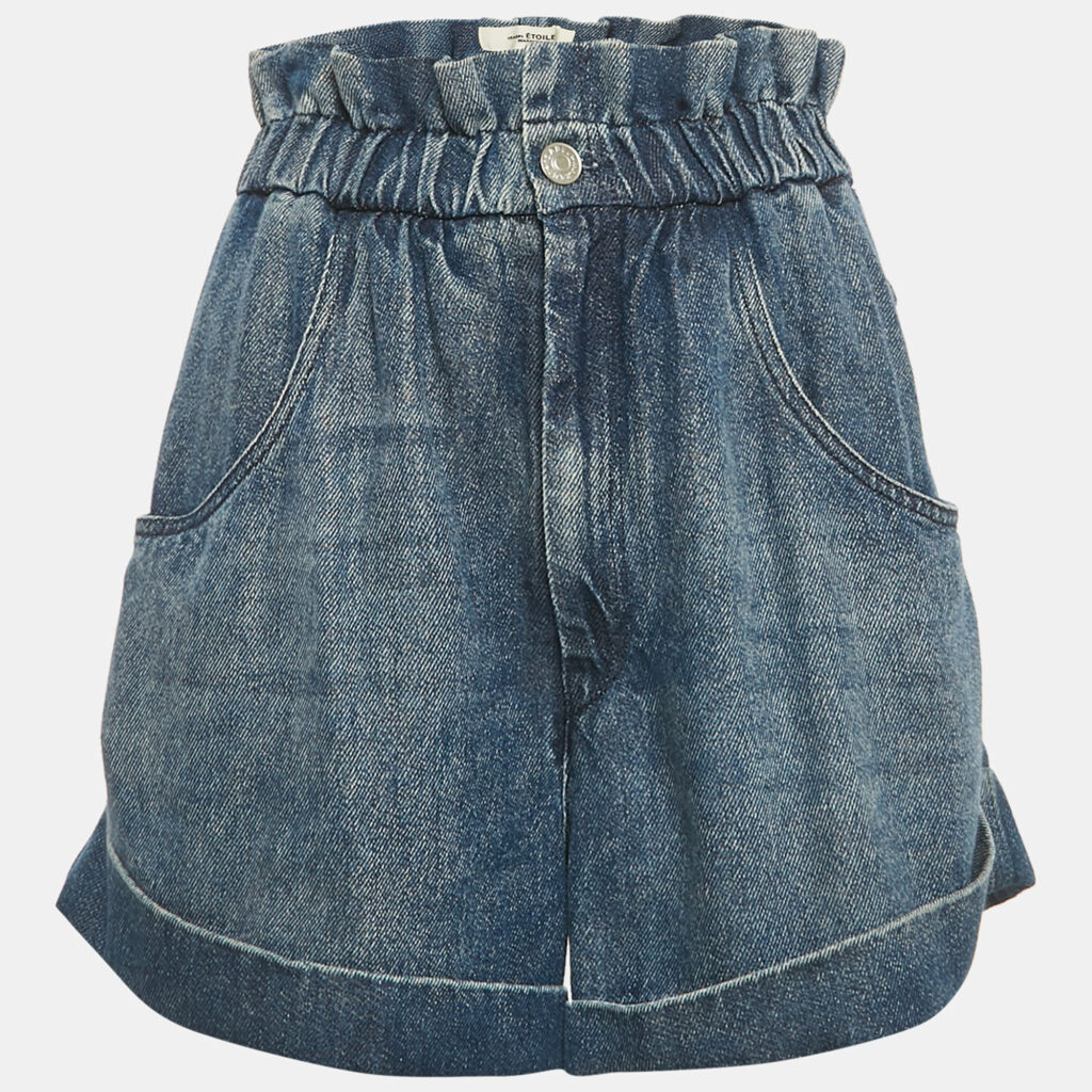 Isabel Marant Etoile Blue Denim Elasticated Waist Shorts S Isabel Marant Etoile Blue Denim Elasticated Waist Shorts S