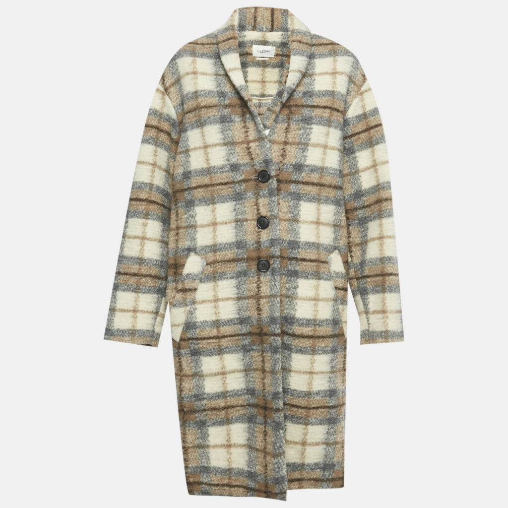 Isabel Marant Etoile Beige /Cream Checkered Wool Blend Gabriel Coat M Isabel Marant Etoile Beige /Cream Checkered Wool Blend Gabriel Coat M