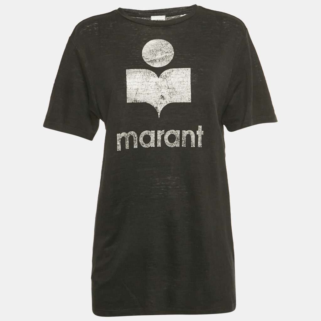 Isabel Marant Etoile Black Zewel Logo Linen T-Shirt S Isabel Marant Etoile Black Zewel Logo Linen T-Shirt S