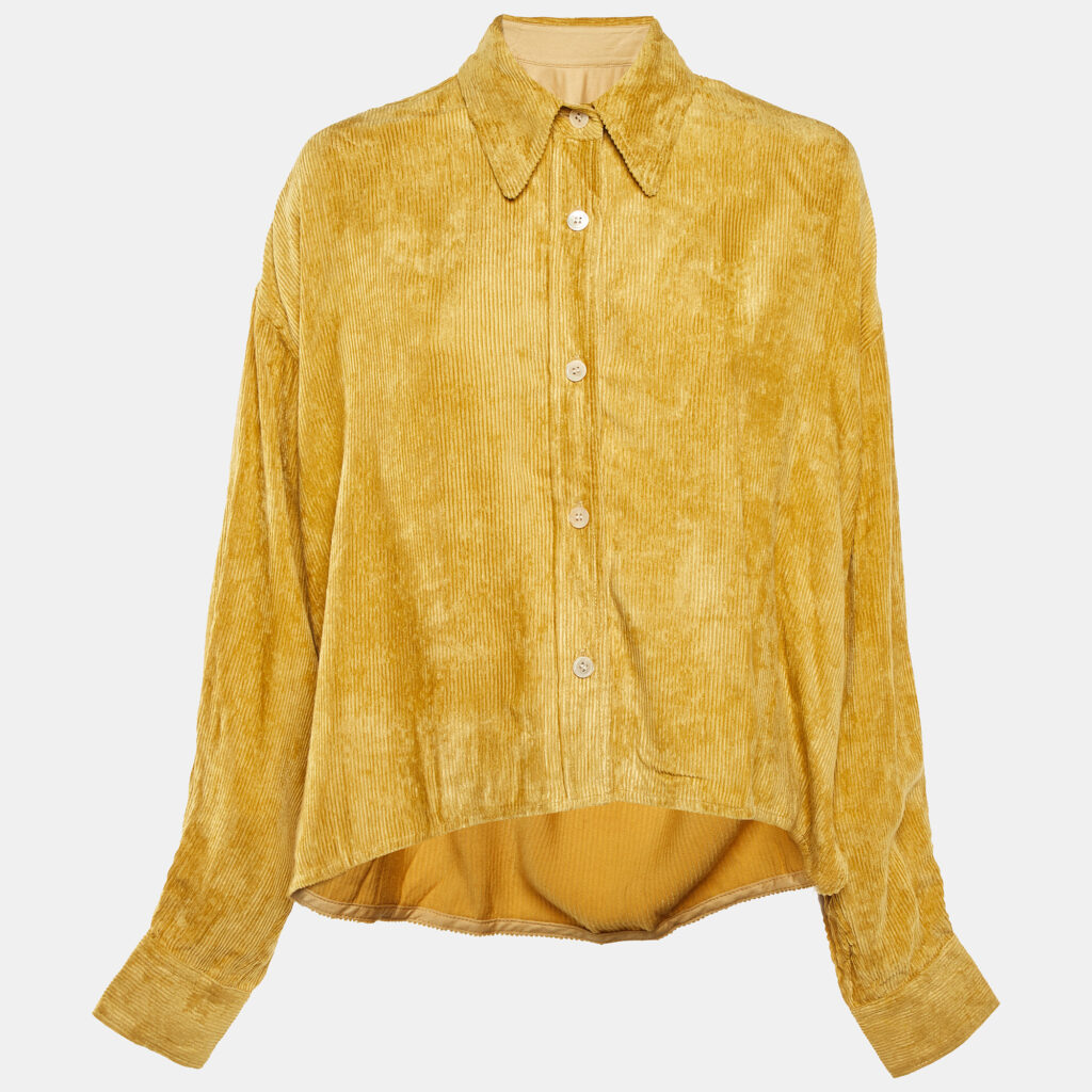Isabel Marant Yellow Corduroy Button Front Oversized Shirt S