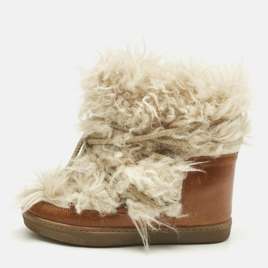 luxury-women-isabel-marant-new-shoes-p1229642-010.jpg Isabel Marant Beige Faux Fur and Leather Nowles Snow Boots Size 37
