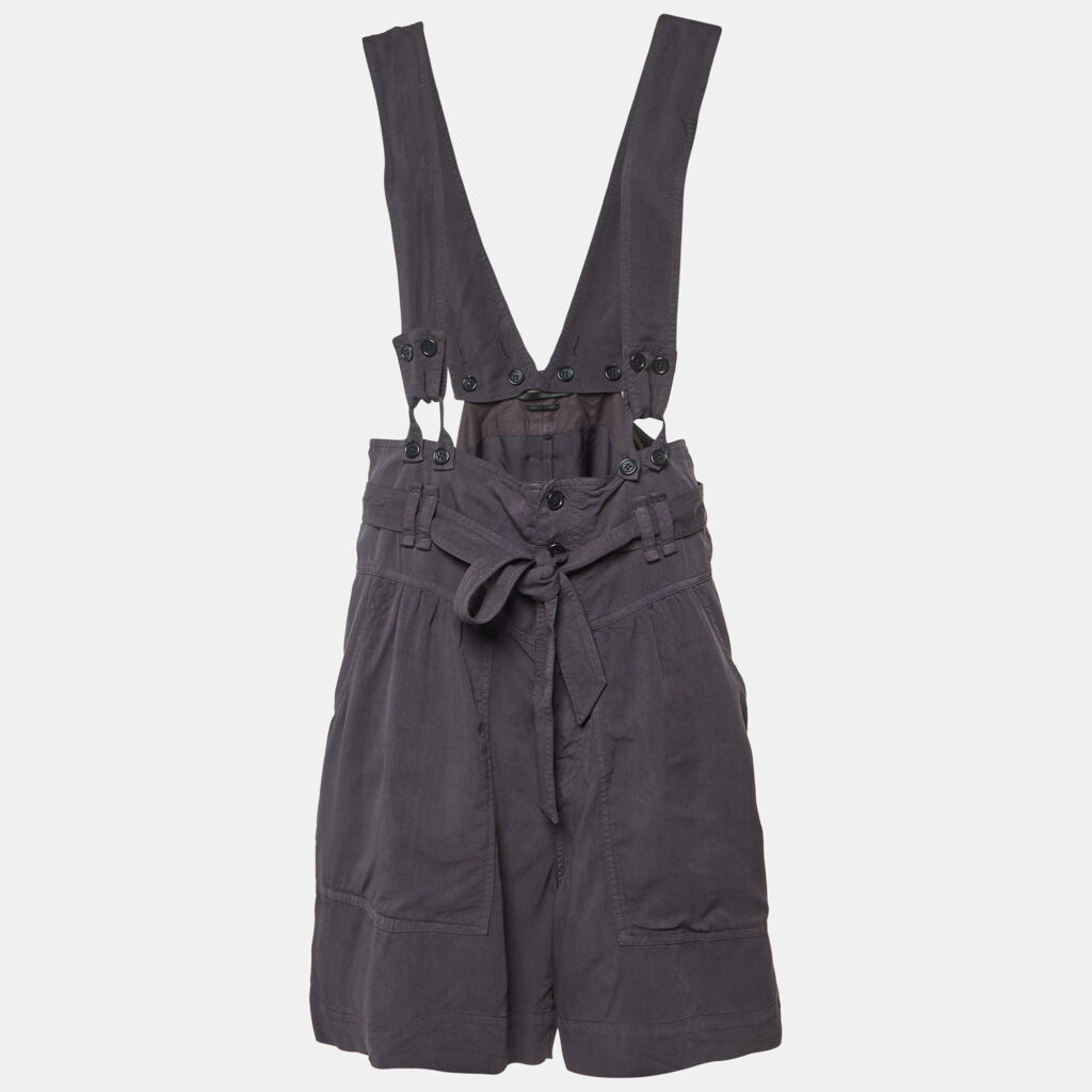 Isabel Marant Navy Blue Lyocell Blend High Waisted Suspender Shorts L Isabel Marant Navy Blue Lyocell Blend High Waisted Suspender Shorts L