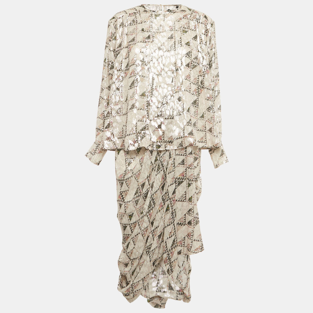 Isabel Marant Grey Lurex Midway Fil Coupe Top and Skirt Set M