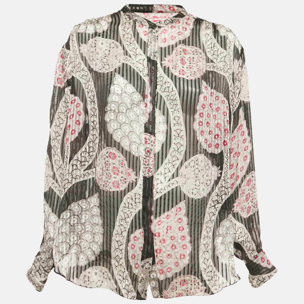Isabel Marant Black Printed Silk Button Front Blouse S Isabel Marant Black Printed Silk Button Front Blouse S