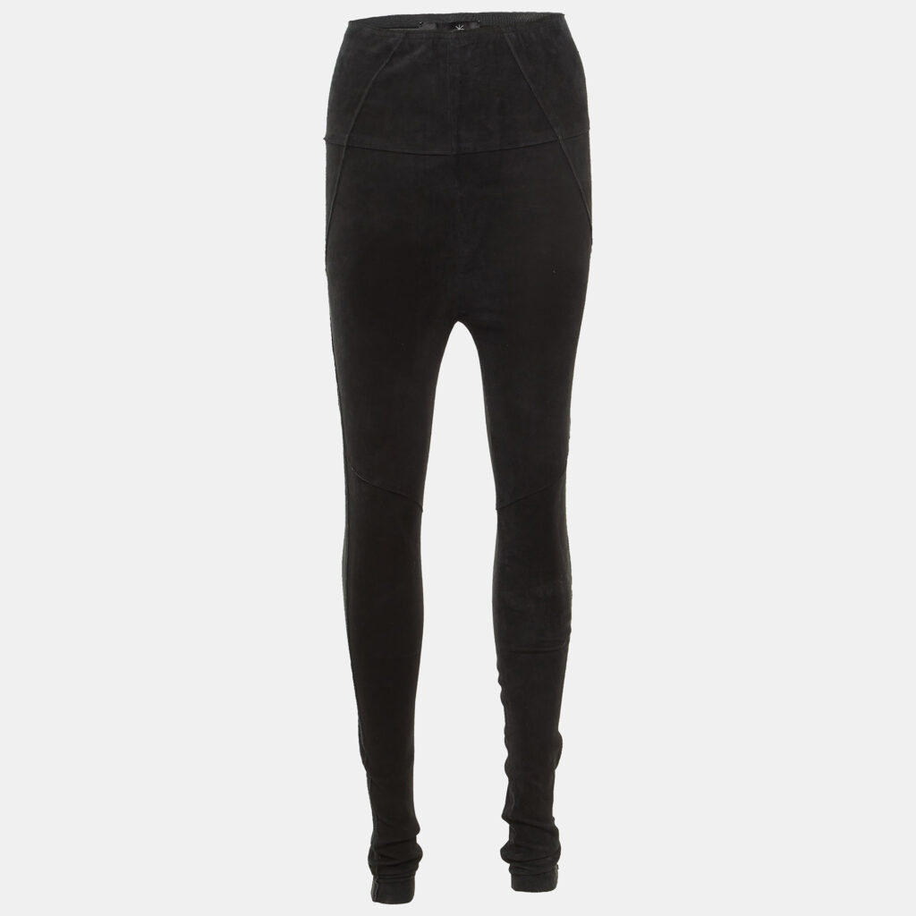Isabel Marant Black Suede Paneled Leggings S