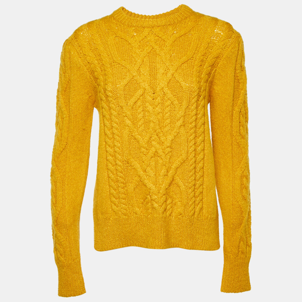 Isabel Marant Yellow Cable Knit Side Open Sweater M Isabel Marant Yellow Cable Knit Side Open Sweater M