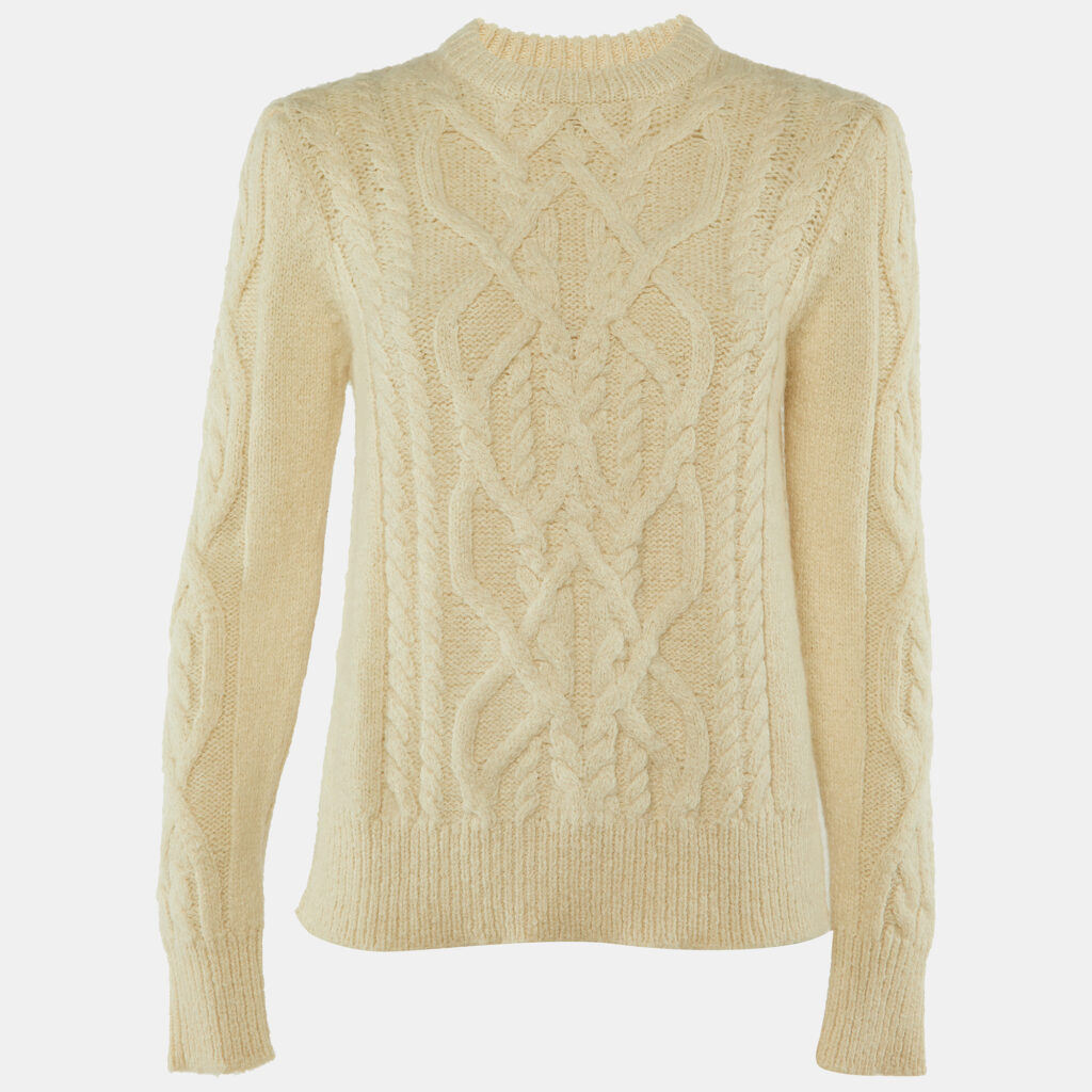 Isabel Marant Ivory Alpaca Cable Knit Slitted Sweater M Isabel Marant Ivory Alpaca Cable Knit Slitted Sweater M