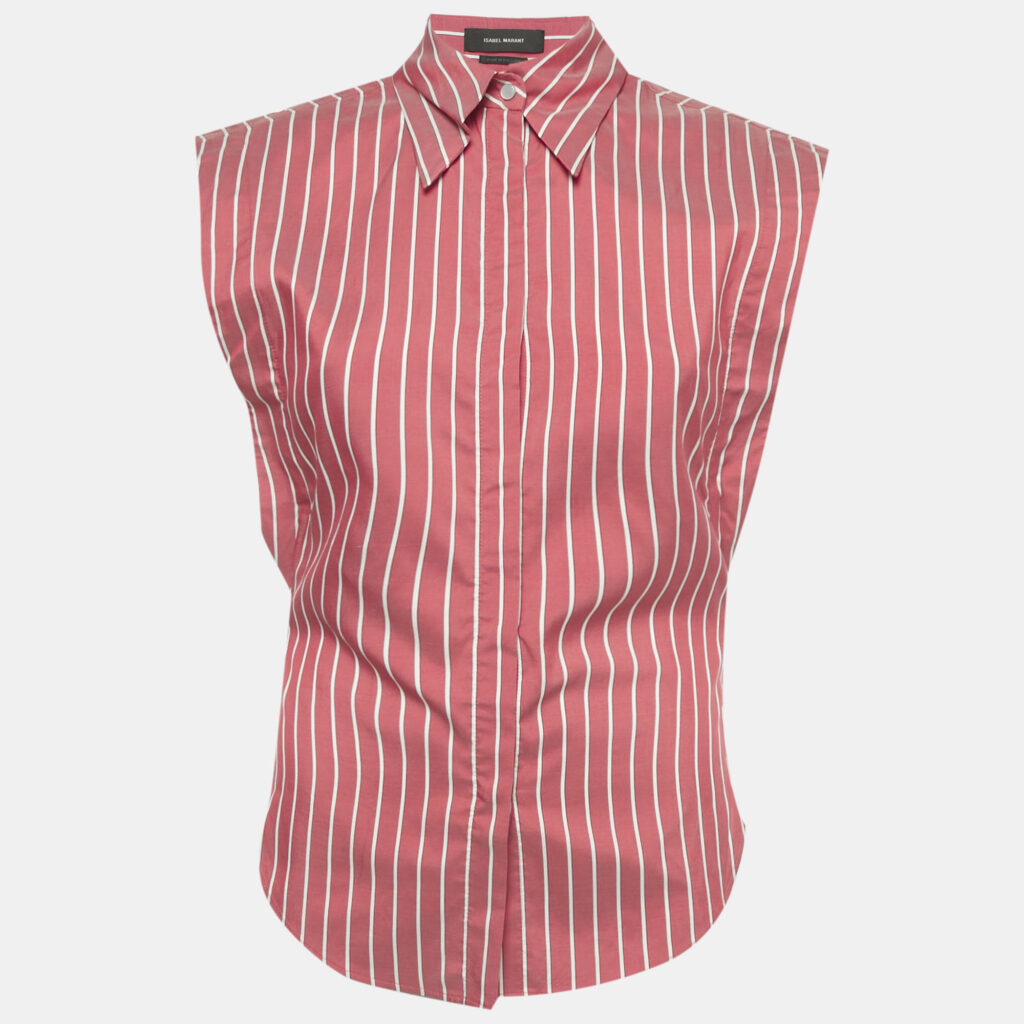 Isabel Marant Pink Striped Silk Enza Shirt S Isabel Marant Pink Striped Silk Enza Shirt S