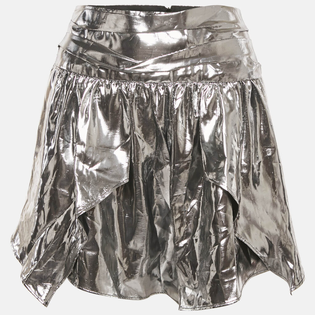 Isabel Marant Metallic Lamé Gathered Mini Skirt M Isabel Marant Metallic Lamé Gathered Mini Skirt M