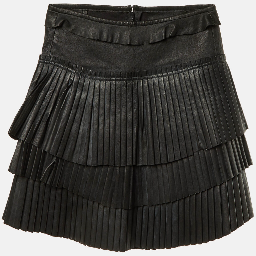 luxury-women-isabel-marant-used-clothes-p1241537-006-1.jpg Isabel Marant Black Leather Pleated Tiered Mini Skirt S
