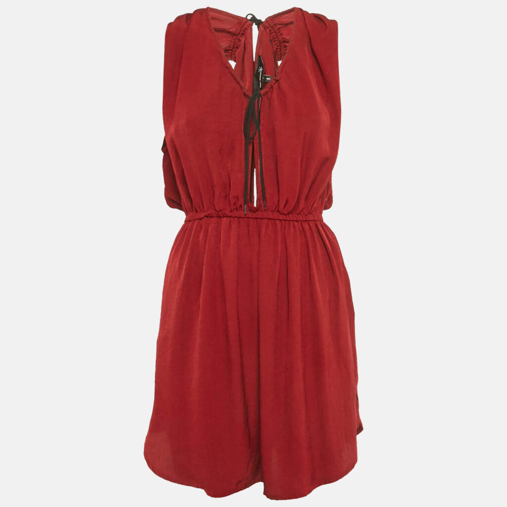 Isabel Marant Maroon Crepe Plucking Neck Dress S Isabel Marant Maroon Crepe Plucking Neck Dress S