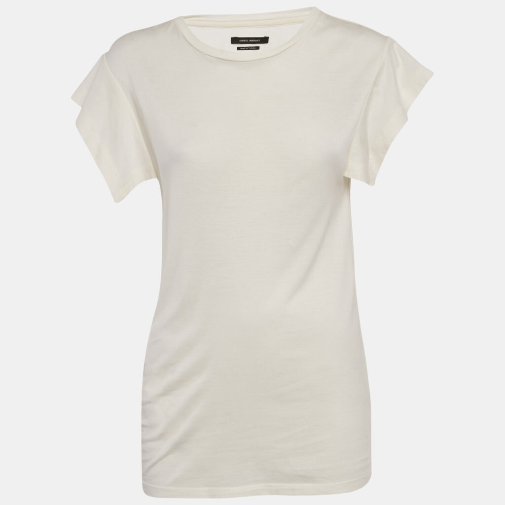 Isabel Marant Ivory Jersey Flounce Sleeve Top S