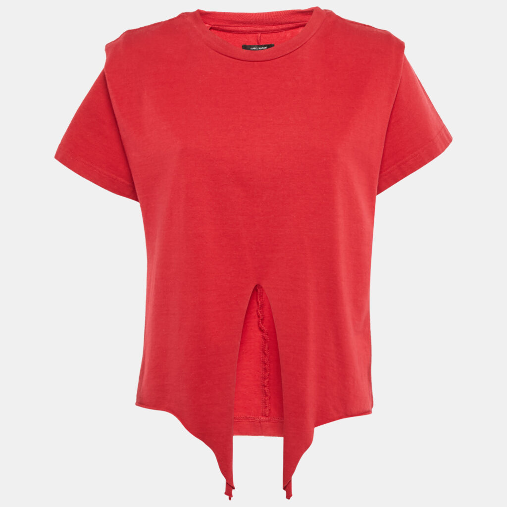 Isabel Marant Red Slub Cotton Zelito Knotted t T-Shirt S