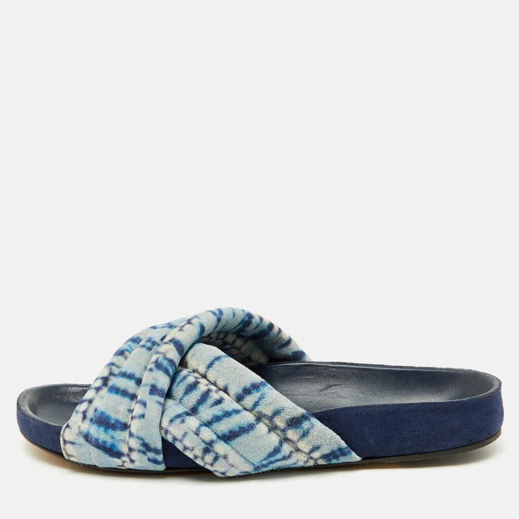 Isabel Marant Blue Criss-Cross Suede Flat Size 38 Isabel Marant Blue Criss-Cross Suede Flat Size 38