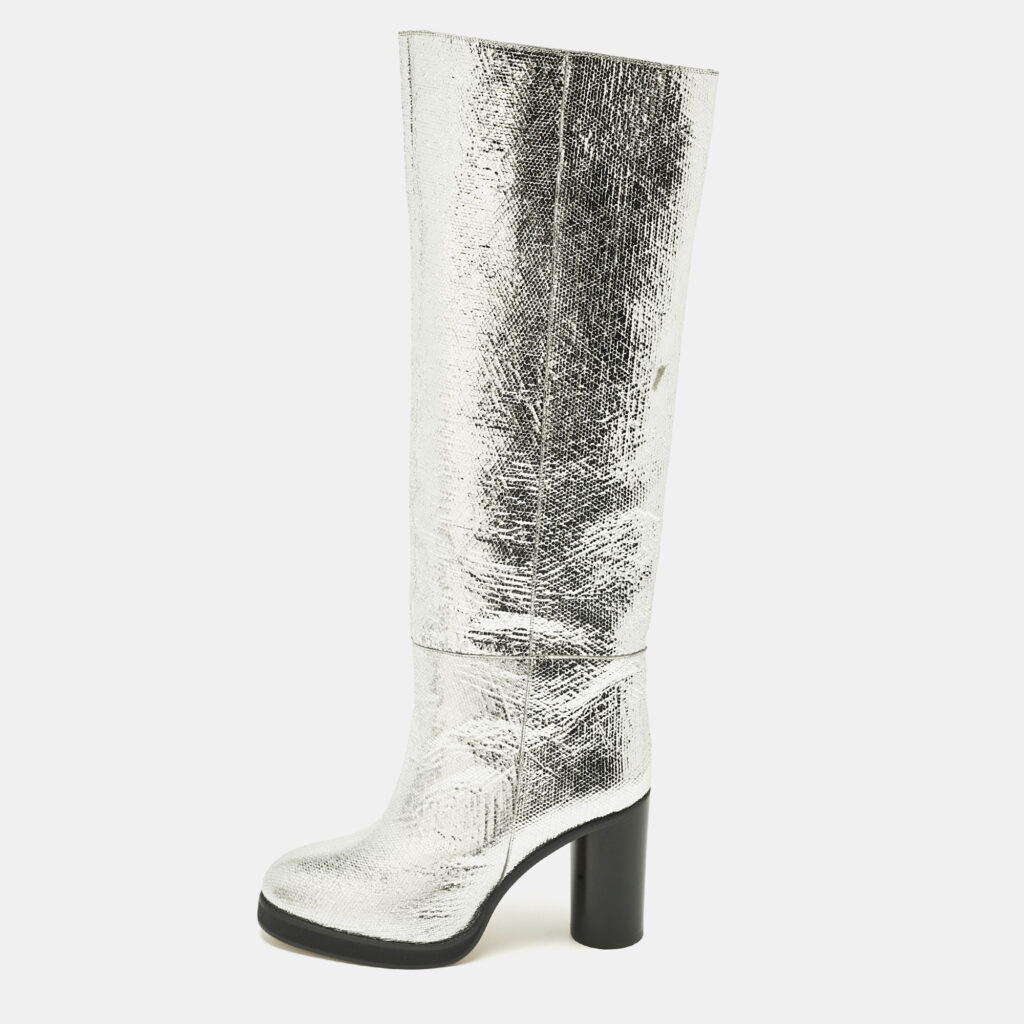 Isabel Marant Silver Foil Leather Knee Length Boots Size 39 Isabel Marant Silver Foil Leather Knee Length Boots Size 39
