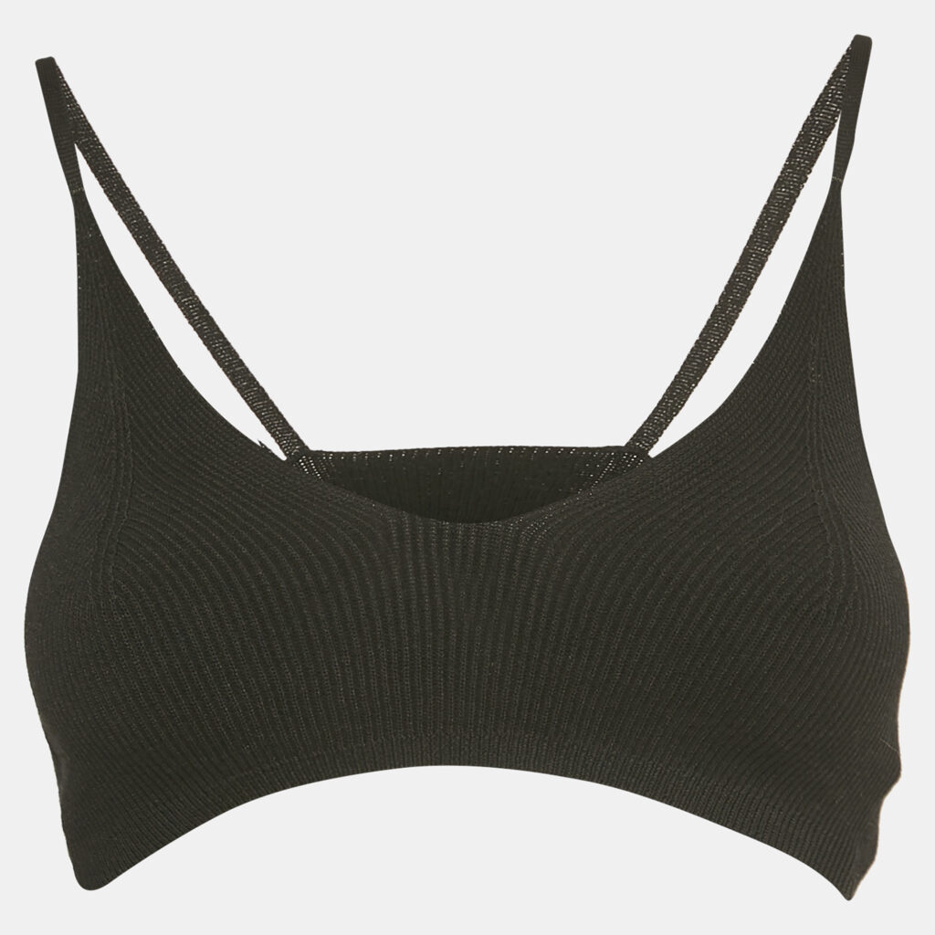 Jacquemus Black Rib Knit Le Bandeau Bralette Top S Jacquemus Black Rib Knit Le Bandeau Bralette Top S