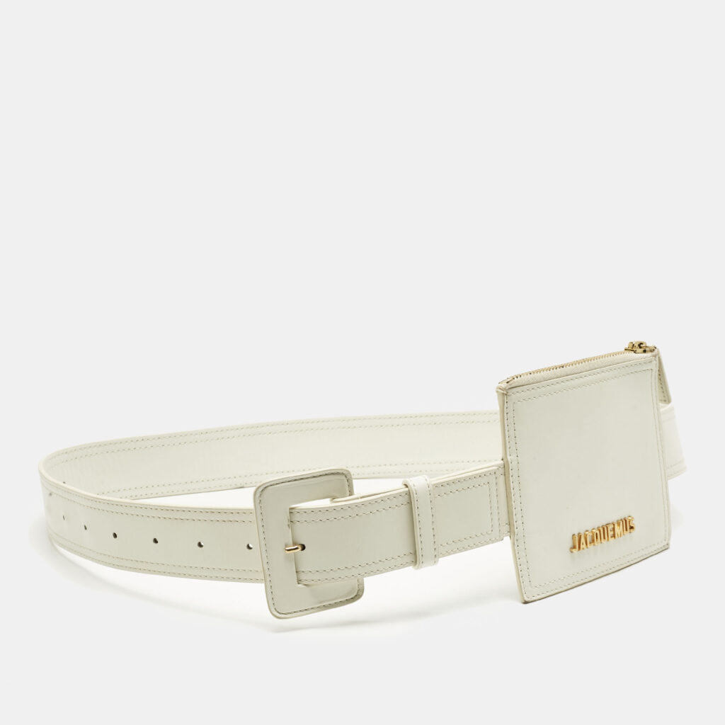 Jacquemus White Leather La Ceinture Carree Pouch Belt M Jacquemus White Leather La Ceinture Carree Pouch Belt M