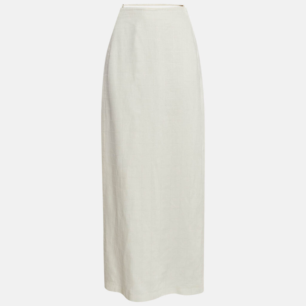 Jacquemus Ivory White Checked Linen L'amour Maxi Skirt M Jacquemus Ivory White Checked Linen L'amour Maxi Skirt M