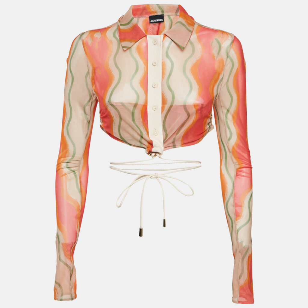 Jacquemus Multicolor Mesh Le Raphia La Chemise Abaca Crop Top L Jacquemus Multicolor Mesh Le Raphia La Chemise Abaca Crop Top L