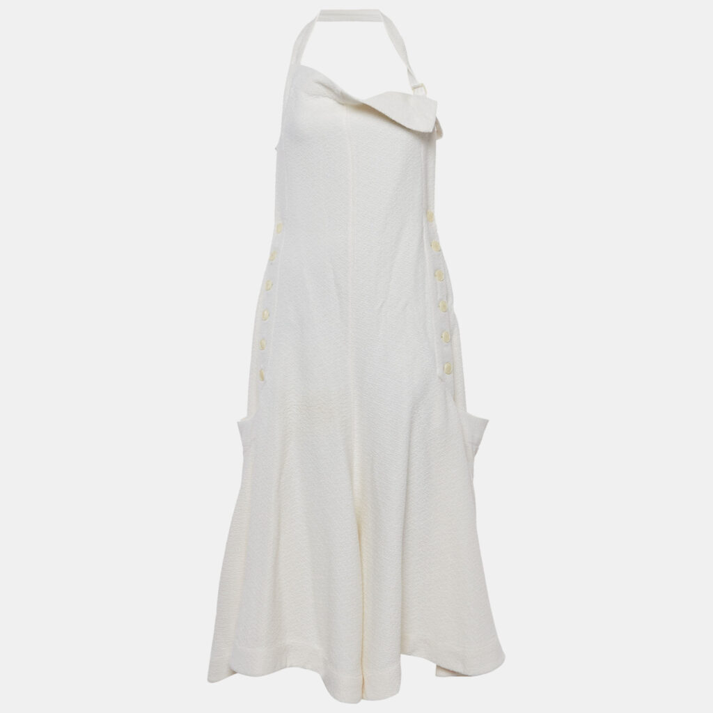 Jacquemus Off-White Wool Blend Adjustable Long La Collectionneuse Apron Dress M Jacquemus Off-White Wool Blend Adjustable Long La Collectionneuse Apron Dress M