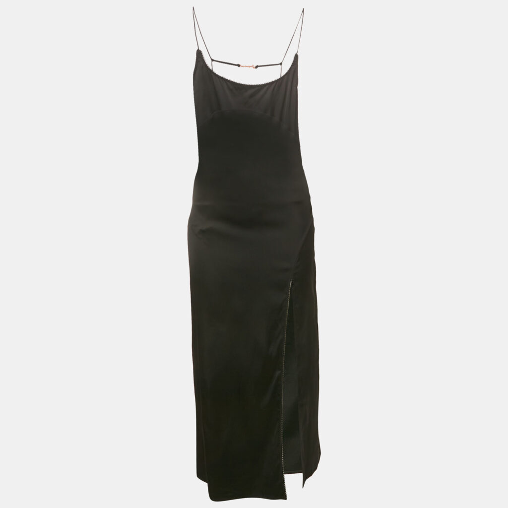 Jacquemus Black Satin Sleeveless Slip Dress S Jacquemus Black Satin Sleeveless Slip Dress S