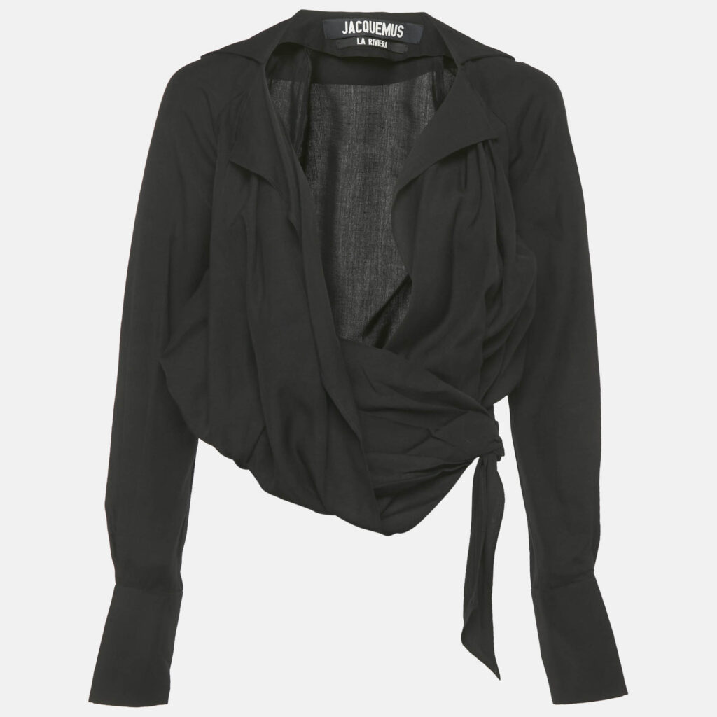 Jacquemus La Riviera Black Tie Detail Wrapped Crop Top S Jacquemus La Riviera Black Tie Detail Wrapped Crop Top S