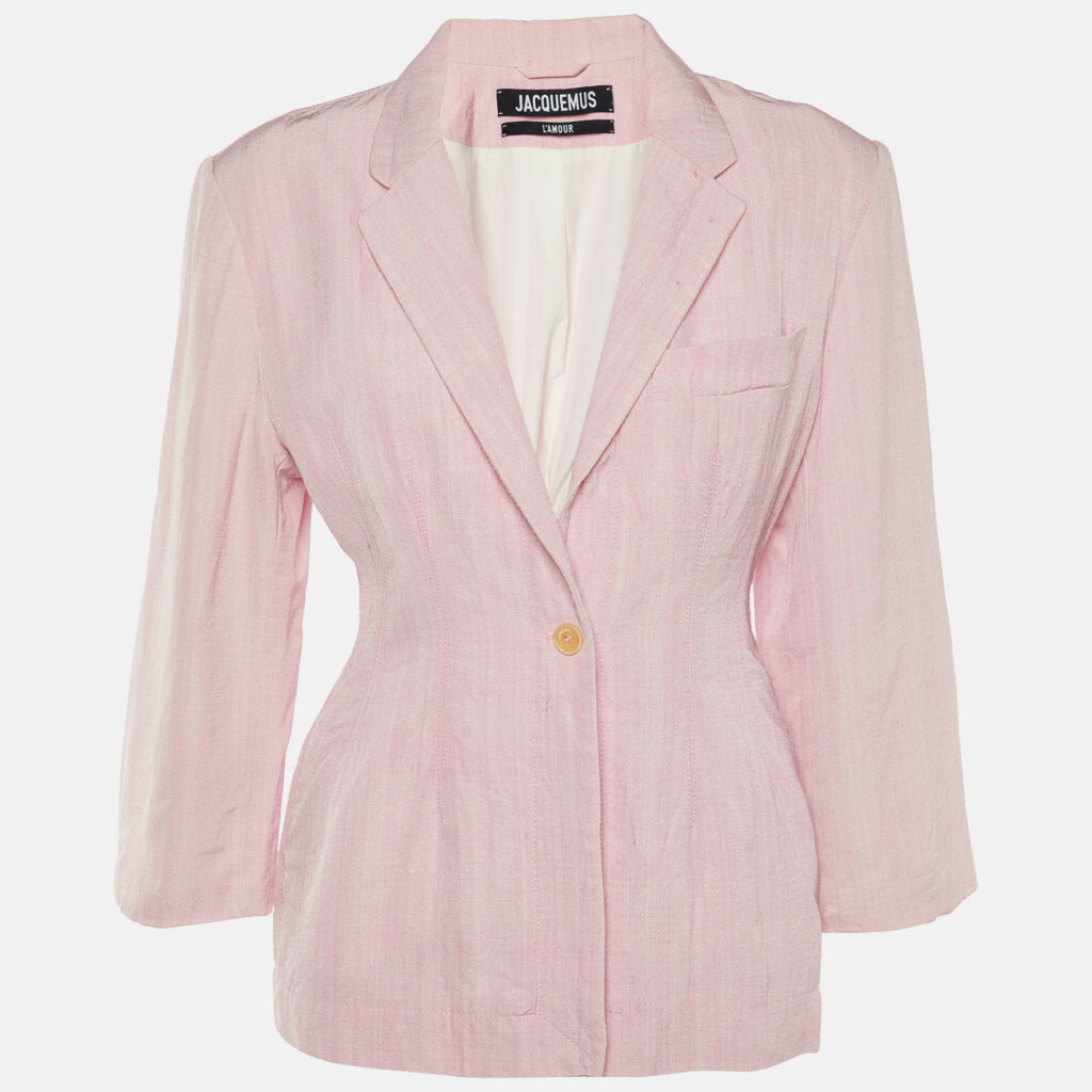 Jacquemus Pink Silk Blend Button Front Blazer S Jacquemus Pink Silk Blend Button Front Blazer S