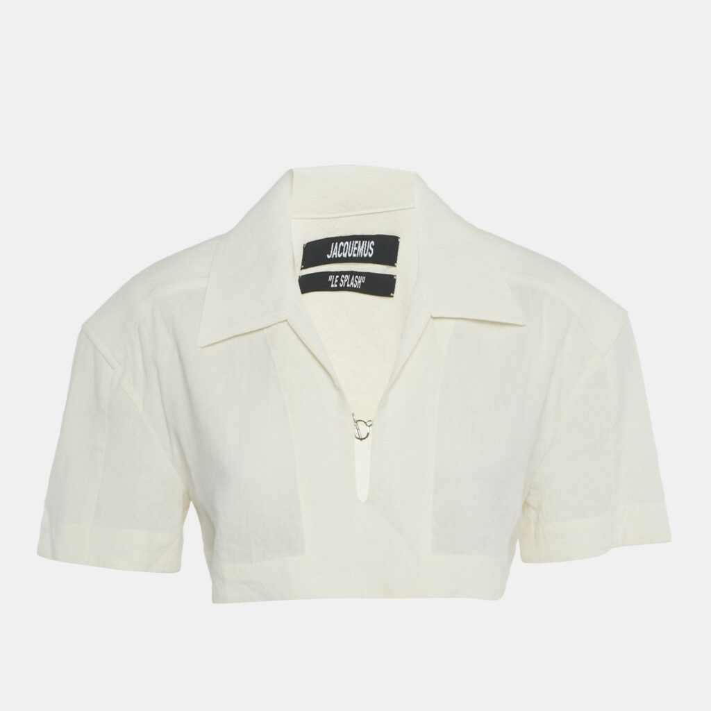 Jacquemus Cream Hemp & Cotton Le Splash Bebi Crop Top S