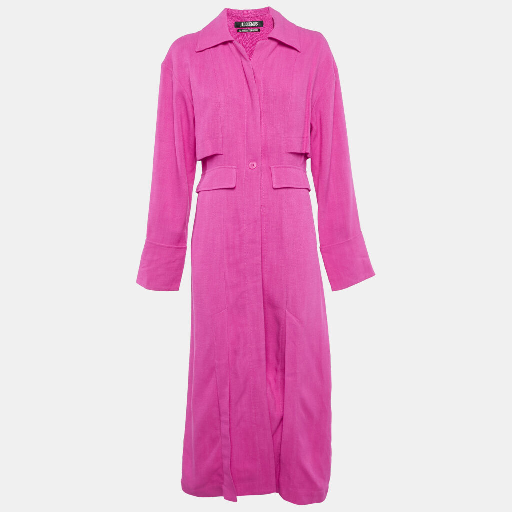 luxury-women-jacquemus-used-clothes-p1208901-001.jpg Jacquemus Pink Viscose Long Button Down La Collectionneuse Coat S