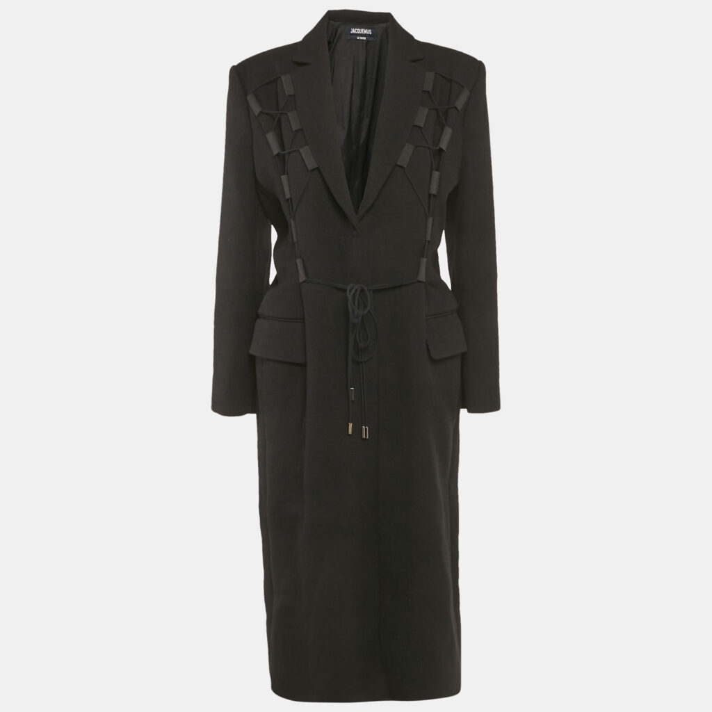 Jacquemus Black Wool Criss Cross Tie Detail Le Manteau Lacciu Coat L Jacquemus Black Wool Criss Cross Tie Detail Le Manteau Lacciu Coat L
