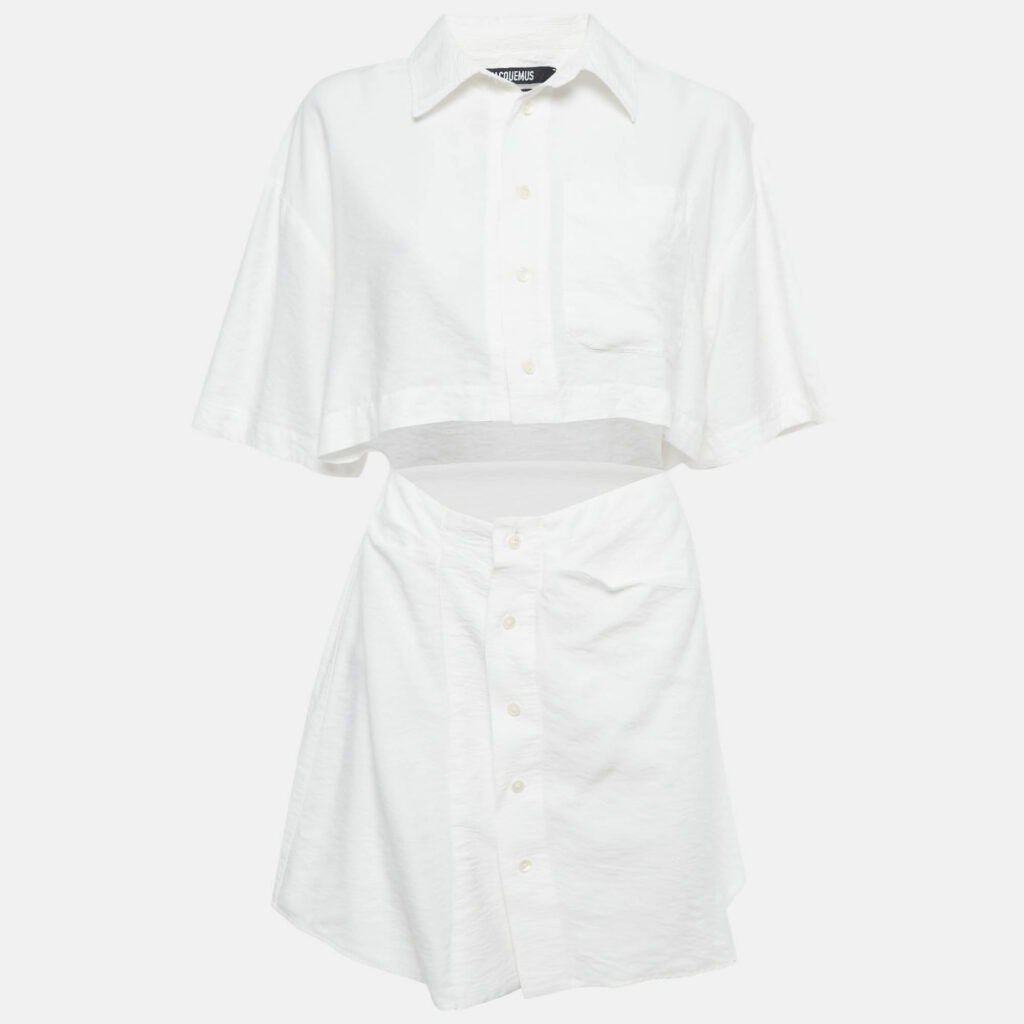 Jacquemus White Crepe Cut-Out Mini Dress M Jacquemus White Crepe Cut-Out Mini Dress M